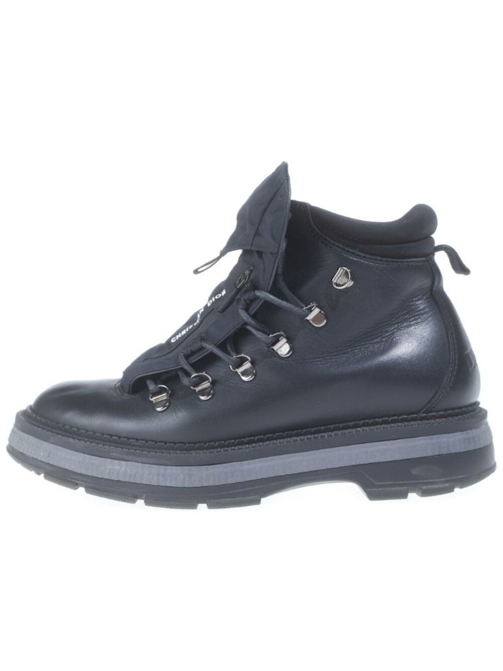 Dior Logo Trekking Shoes Leather High-Top Sneakers Black 40